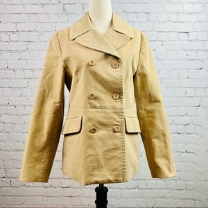 Y2K Gap Classic Tan Academia Blazer Double Breast Notch Collar Lined Jacket